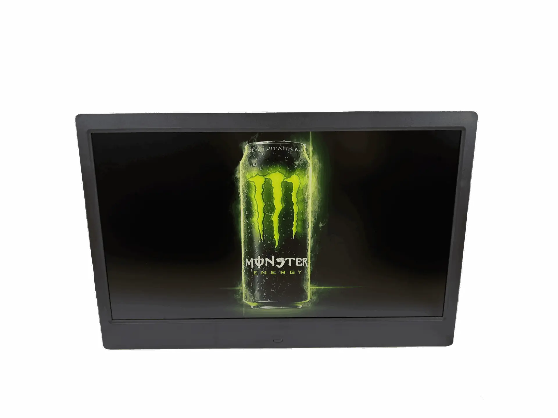 eShelf Photo frame - showing the front with energy drink content