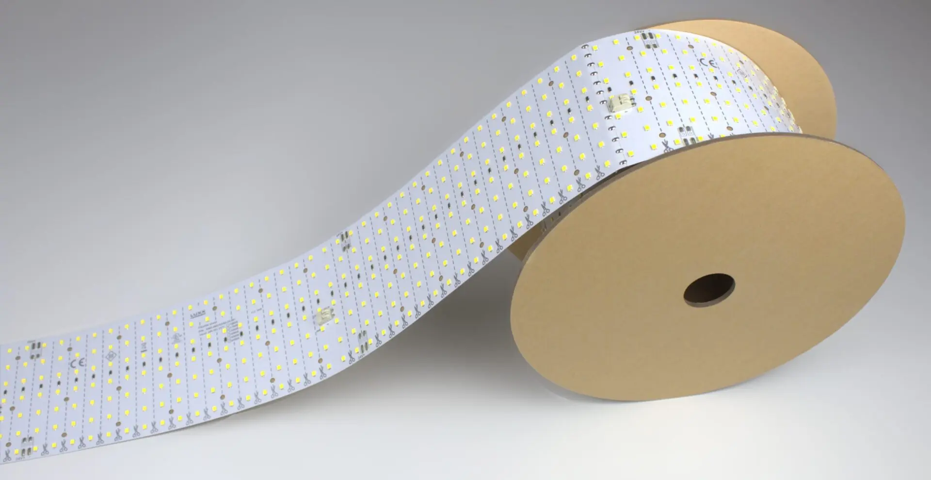 An unlit roll of LightWave Roll It large format backlighting solution coming off the spool.
