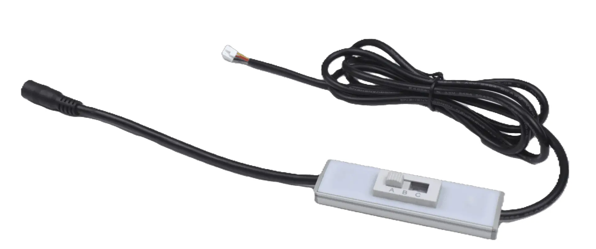 Wide shot of CCT-Select lighting controller, showing options to slide the controller to one of three color temperature options. Cable is also shown.