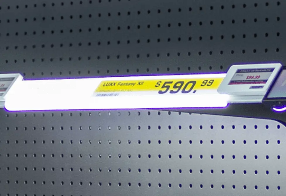 The Shelftag Lighting Fixture showing an example price tag